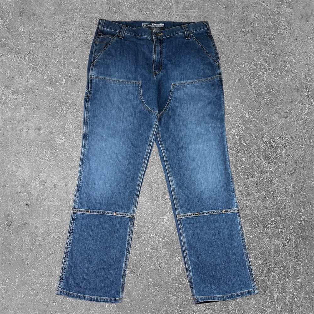 Carhartt Double Knee Denim Carpenter Pants Mens 36x30 Blue Relaxed Fit Workwear
